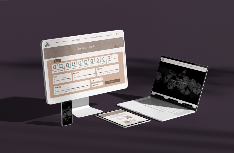 Anita Diamonds website mockup across multiple devices